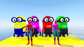 GTA 5 Epic Ragdolls RED SPIDERMAN VS RED MINION VS GREEN MINION 09