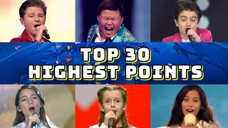 Top 30 Highest Points in Junior Eurovision History (Old)