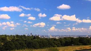 Hampstead park, London panorama, north London, London time lapse