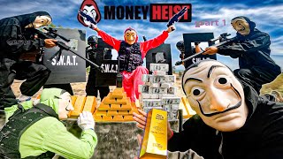 PARKOUR MONEY HEIST vs POLICE ( bella ciao remix ) money heist green and pink part 1