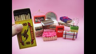 10 DIY Barbie Hacks & Craft - Match Box Bag, Table, Dresser, Book, Suitcase etc