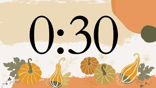 30 Second Fun Fall Pumpkin Classroom Timer (No Music, Warm Piano Tones at End)