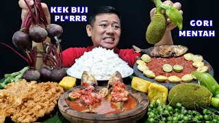 MAKAN NIKMAT ⁉️ LALAPAN JENGKOL MUDA GORI  MENTAH IKAN ASIN PEDA SAMBEL TERASI LEUNCA BIT MENTAH