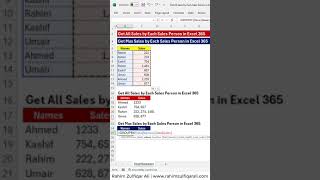 Get All Sales by Each Sales Person & MAX Sales by Each Sales Person in #Excel 365 #shorts