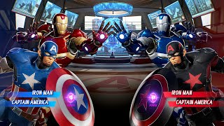 Iron Man & Captain America VS Blue Iron Man & Black Cap (Hardest AI) - Marvel vs Capcom : Infinite