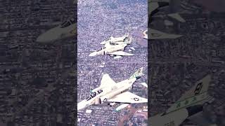 F-4 Phantoms patrol over the city - amazing