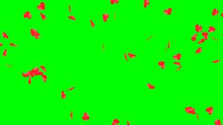 Falling Hearts Green screen, Black screen, Blue screen Animation Effect - HD Overlay - No Copyright