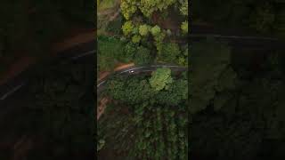 Drone view of cars traveling