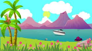 🐒🎶 Cartoon Summer Island Monkey VJ Loop Video Background for Edits