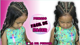 [ HERMOSO Y FACIL ] peinado facil y rapido para niñas con ligas | sencillo para la escuela