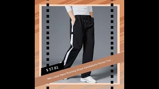 Men Loose Sport Running Stripe Sweatpants Fitness Training Pants Mens Straight Trousers Tracksuit...