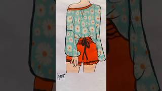 Dress design with washi tape || Dress with washi tape #shorts#viral#trending#shortfeed #art#drawing