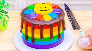 Miniature Rainbow Chocolate Cake Decorating 🌈 Amazing Rainbow Flower Cake By Baking Yummy