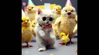 cute cat dancing vedio #cat #chicken #shortvedio #cartoon