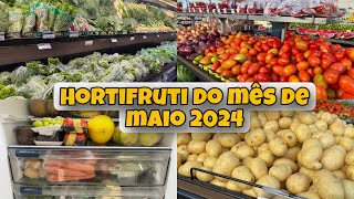 COMPRA DO MÊS DE MAIO HORTIFRUTI 2024 - MOSTREI VALOR TOTAL DO NOSSO HORTIFRUTI. 🛒🤑