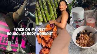 VLOG ♡ in a funk... getting back on my diet + hourglass full body workout routine