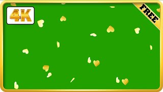 Golden Heart Confetti green screen effect video loops