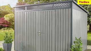 TieDex Stainless Steel Garden Shed 10ft x 8ft 3m x 2 4m Large Two Door Steel Shed in 2 Colours