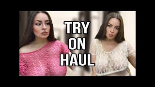 [4K]  Transparent Try on Haul with Frida｜ See Through NO BRA Trend｜2024