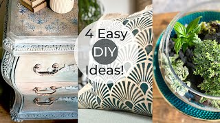 4 Easy DIY: декупаж мебели, окрашенная мелом мебель, окрашенная мелом ткань и террариум для