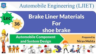 L 36 Lining Materials Braking system | Automobile Component and System Design | Automobile