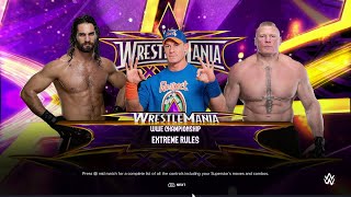 WWE 2K24 - Seth Rollins Vs John Cena Vs Brock Lesnar | Extreme Rules for WWE Championship