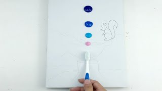 Squirrel in the Forest / Toothbrush Painting / Acrylic Painting for Beginners / Step by Step