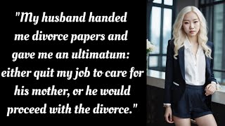 My husband handed me divorce papers and gave me an ultimatum: either quit my job to care