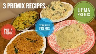 3 Instant Breakfast Premix |Instant Poha Premix Recipe |Travel Premix Recipes