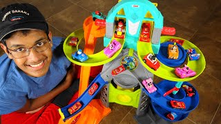 Fun Race Who Will Win Fisher Price Little People Launch & Loop Raceway Joining Race Disney Cars