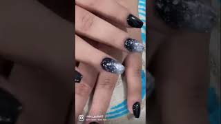 Black nails@rinku.gulia07#black #blacknailpaint #nailart #naildesign