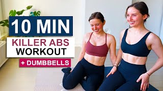 10 MIN INTENSE AB WORKOUT With Weights // Optional equipment, no rest | Twice as Fit