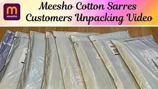 Meesho Cotton Sarres Customers Unboxing Video 😍 #meesho #meeshosareehaul #saree