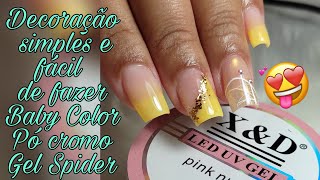 Decoração de unha simples e rápida de fazer passo a passo iniciante - gel x&d