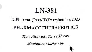 Pharmacotheraphetics Model Paper 2023