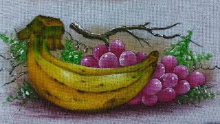 Pintura para iniciantes (bananas e uvas)