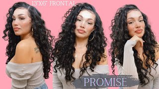 CURLY WIG 💋OUTRE PROMISE WIG 💋 SYNTHETIC WHERE? Perfect Hairline 13x6 lace front unit