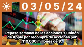 Repaso semanal de las acciones. Subidón de Apple por recompra de acciones por 110.000 millones de $.