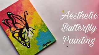 How to paint aesthetic butterfly painting| Canvas painting using acrylic canvas