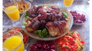 اقتراح للغداء سهل وسريع /طبق اللحم/ سلطة 🥗 / عصير🍹