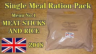 MRE Review: 2018 British Single Meal Ration Pack -- Meat Sticks and Rice