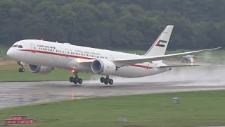 Presidential Flight Boeing 787-9 Dreamliner A6-PFG landing &  takeoff at Geneva/GVA/LSGG