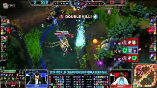 C9 Sneaky Amazing Lucian Quadra Kill - C9 VS SSB - LoL S4 Worlds