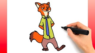 Wie Man Nick Wilde Aus Zootopia Zeichnet (Einfaches Zeichen-tutorial)