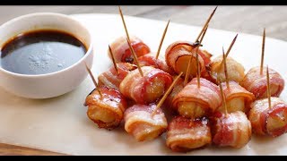 Bacon wrapped whole water chestnuts