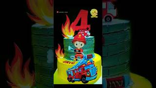 Fondant Fire Truck Theme Cake Decorating Idea #shorts #shortsfeed #trending #ytshorts #viral #cake