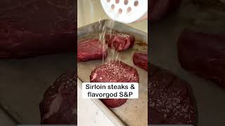 Sirloin Steaks using my #Flavorgod Himalayan Salt and Pink Peppercorn Seasoning! #recipe #cooking