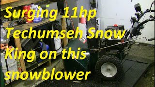 A surging 11hp Craftsman snowblower with a Techumseh Snow King engine