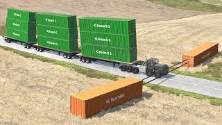 Truck (Road Train) vs Double Chain – BeamNG.drive