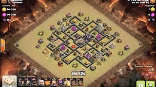 3 star clan war attack on TH9 Rattan base using low level Golem with Wiz Hog - clash of clans